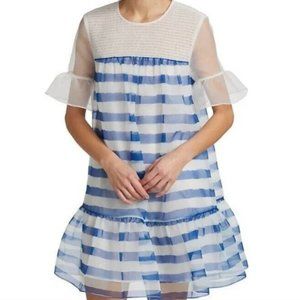 STAUD Women's Florence Dress Blue and white stripe shift dress